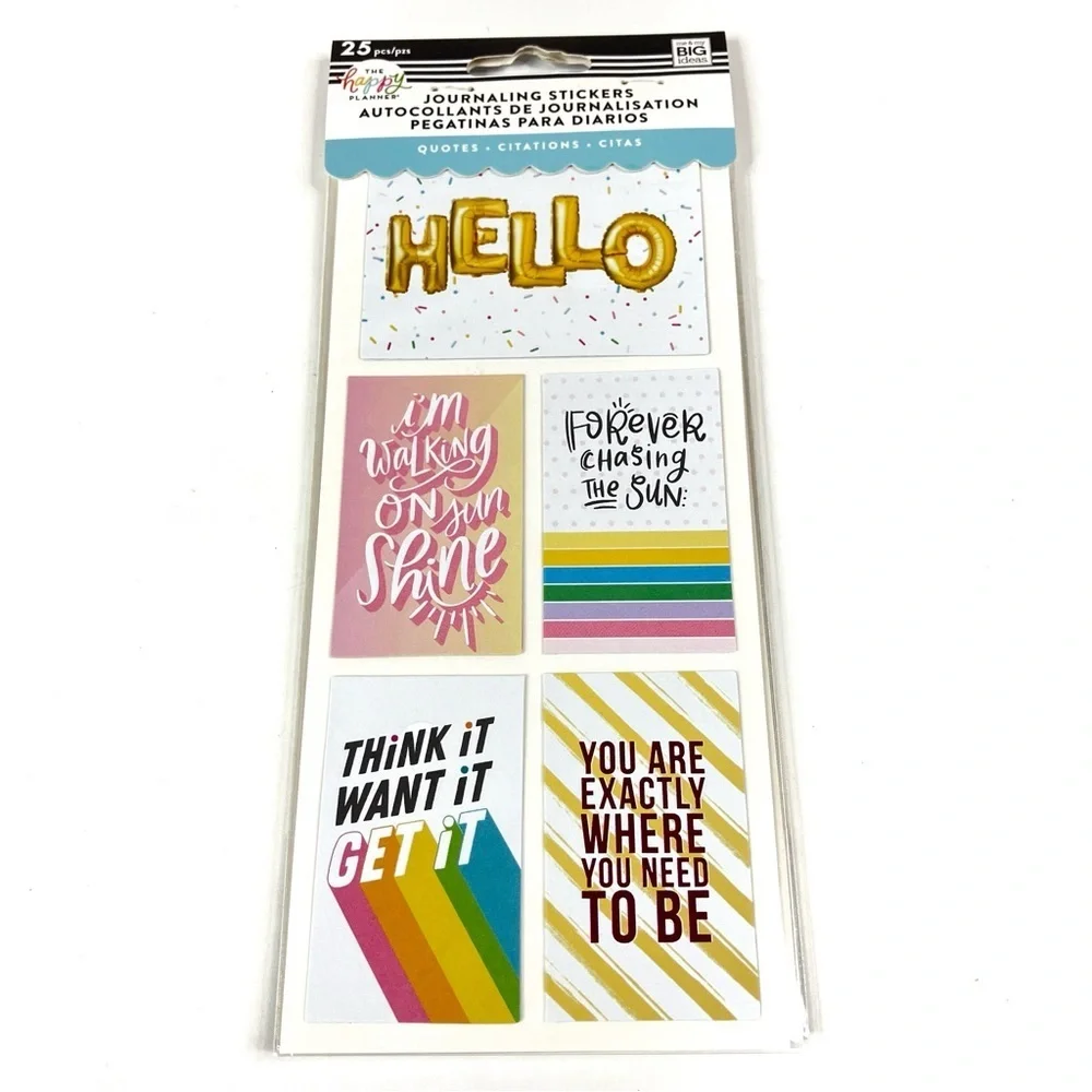 3/$30 The Happy Planner Journaling Stickers- QUOTES- 25pcs- Colorful/Positivity